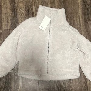 NWT lululemon cinchable fleece zip up, size 8, white